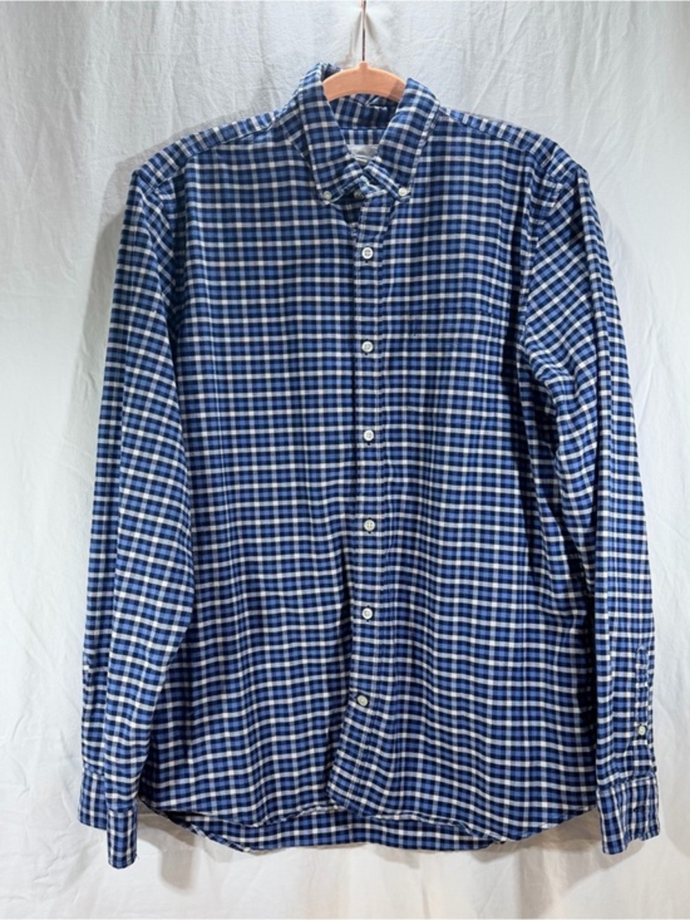 GAP Blue and White Plaid Button-Down Shirt